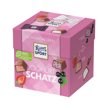 Ritter Sport Schokowuerfel Joghurtschatz, 3 Sorten Joghurt, Erdbeer­Joghurt, Johannisbeer­Joghurt, 22 Stueck, 176g